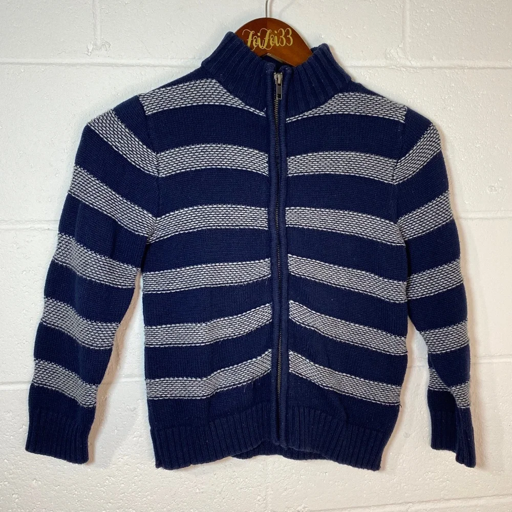 Gymboree Navy Striped Zip up Cardigan Jacket
